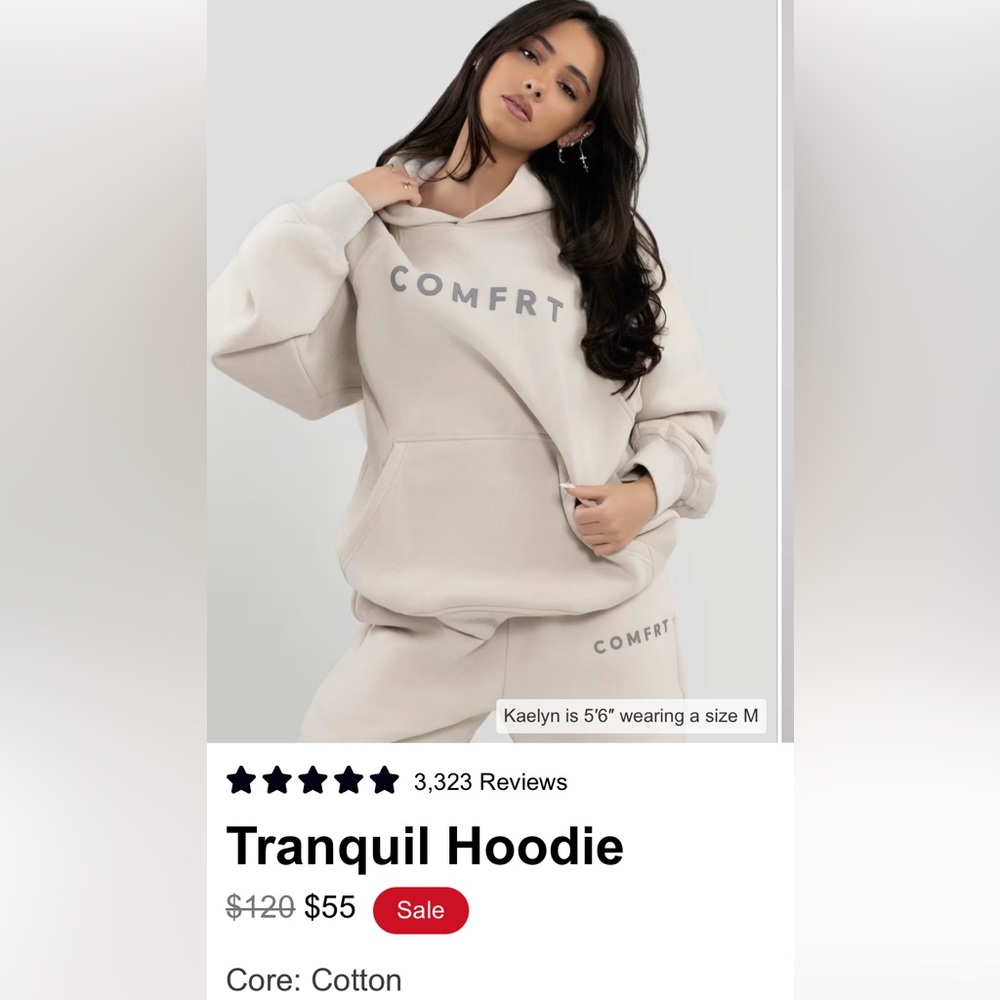 NWT Comfrt Tranquil hoody in color Cotton